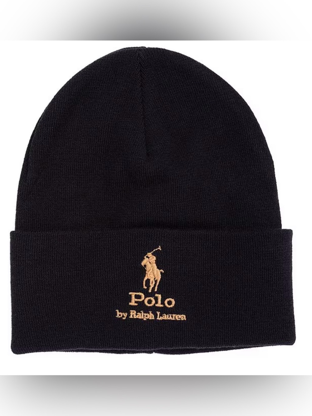 NWT Polo Ralph Lauren Solid BLACK PONY LOGO Cotton Knit Beanie Cap Hat